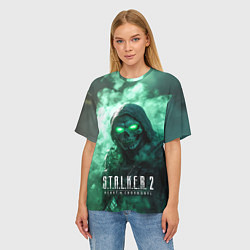 Футболка оверсайз женская Stalker 2 череп с зелеными глазами, цвет: 3D-принт — фото 2
