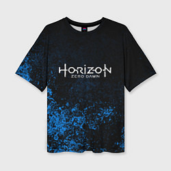 Футболка оверсайз женская Horizon: Zero Dawn синие брызги красок, цвет: 3D-принт
