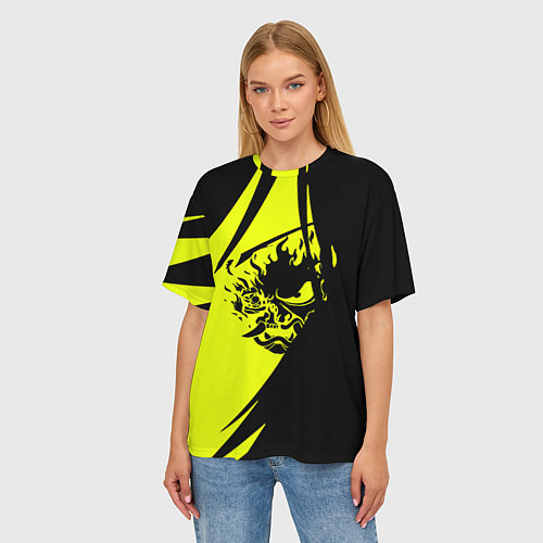 Женская футболка оверсайз Cyberpunk 2077 тексутар / 3D-принт – фото 3