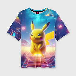 Футболка оверсайз женская Funny Pikachu - vaporwave, цвет: 3D-принт