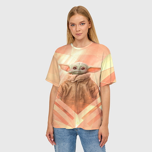 Женская футболка оверсайз Малыш Грогу / 3D-принт – фото 3