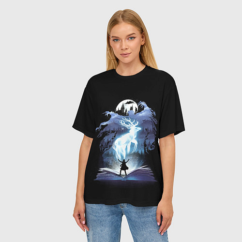Женская футболка оверсайз Harry Potter patronus and dementors / 3D-принт – фото 3