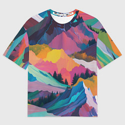 Футболка оверсайз женская Красочные горы, цвет: 3D-принт