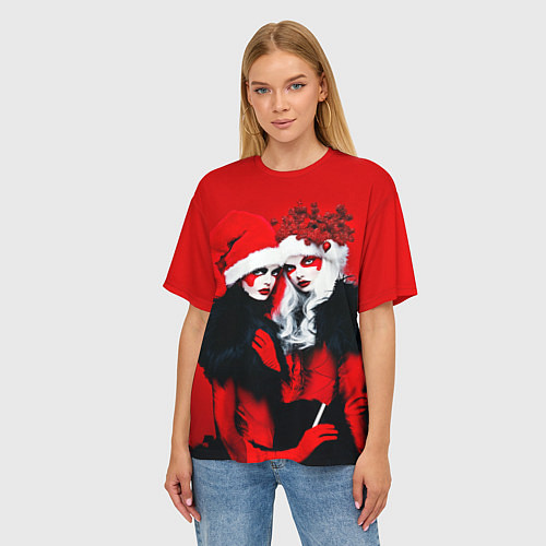 Женская футболка оверсайз Новые снегурочки - высокая мода / 3D-принт – фото 3