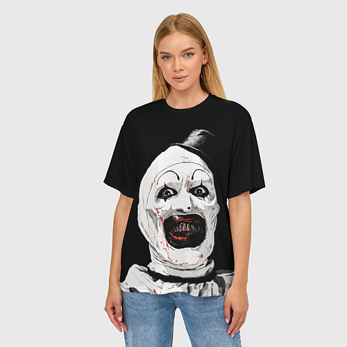 Женская футболка оверсайз Ужасающий клоун Арт / 3D-принт – фото 3