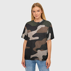 Футболка оверсайз женская Армейский камуфляж, цвет: 3D-принт — фото 2