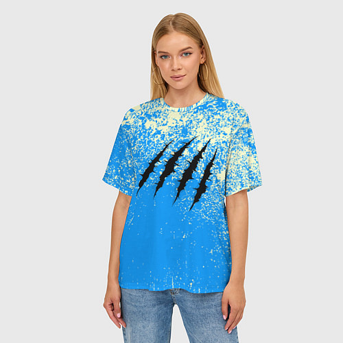 Женская футболка оверсайз Гранж - порезы монстра / 3D-принт – фото 3