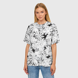 Футболка оверсайз женская Рождественский мороз на стекле, цвет: 3D-принт — фото 2