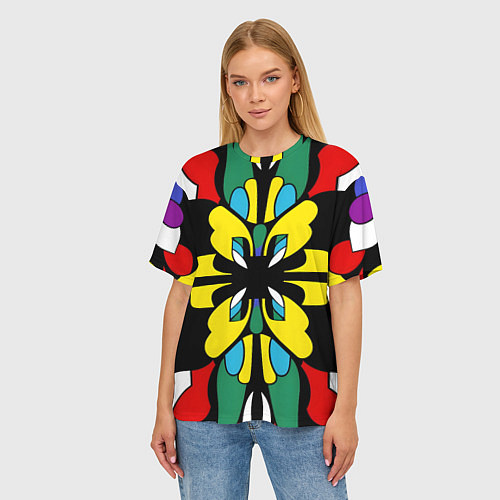 Женская футболка оверсайз Яркий калейдоскоп / 3D-принт – фото 3