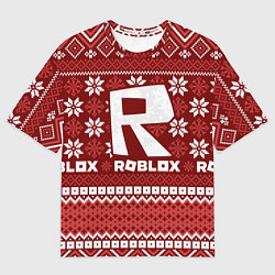 Футболка оверсайз женская Новогодний свитер ugly Roblox, цвет: 3D-принт