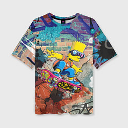 Футболка оверсайз женская Bart Simpson on a skateboard - graffiti, цвет: 3D-принт