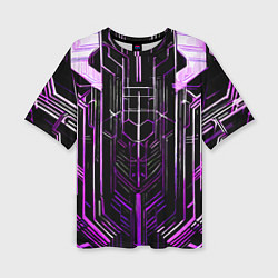 Футболка оверсайз женская Purple lines on a black background, цвет: 3D-принт