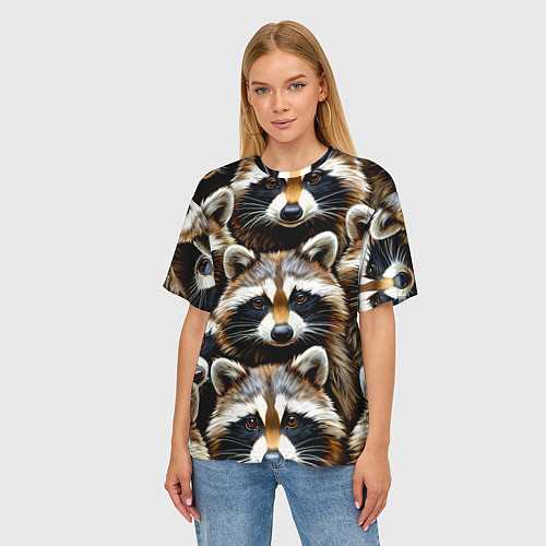 Женская футболка оверсайз Енотики / 3D-принт – фото 3