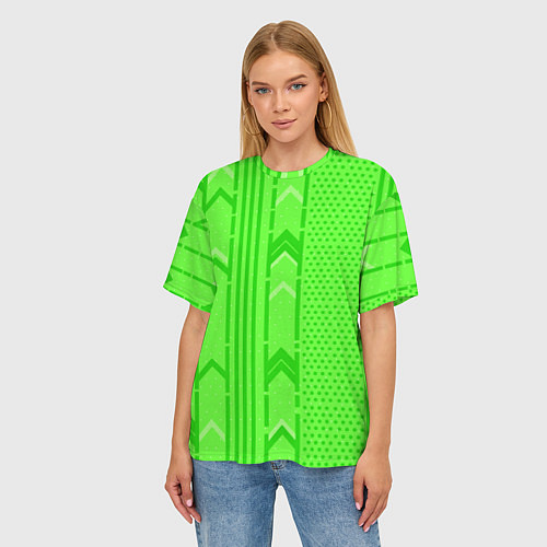 Женская футболка оверсайз Закулисье зелёные обои / 3D-принт – фото 3