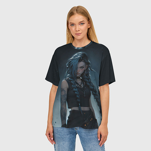 Женская футболка оверсайз Джинкс в реалистичном стиле / 3D-принт – фото 3