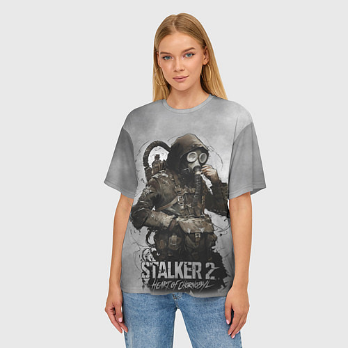 Женская футболка оверсайз S t a l k e r 2 Heart of Chornobyl / 3D-принт – фото 3