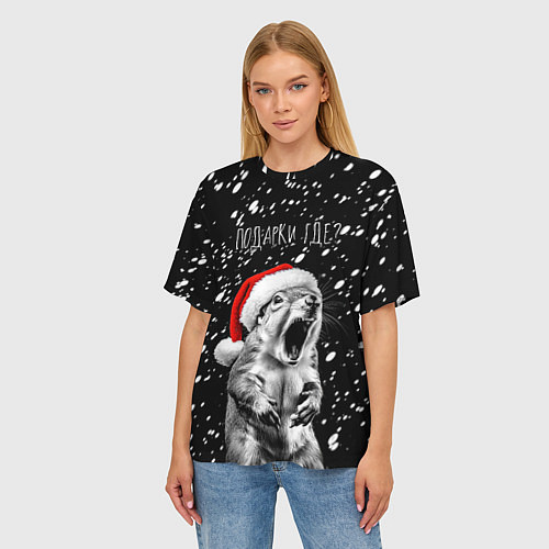 Женская футболка оверсайз Белка в гневе - где подарки / 3D-принт – фото 3