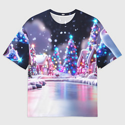 Женская футболка оверсайз Новогоднее настроение фонариков