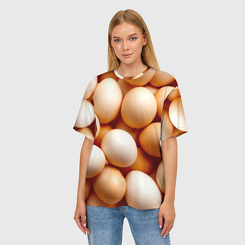 Женская футболка оверсайз Яйца / 3D-принт – фото 3