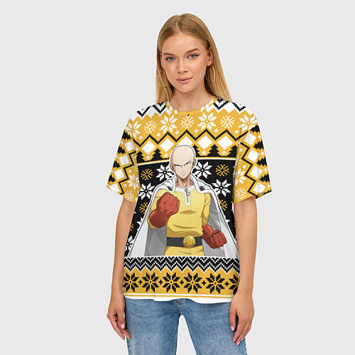 Женская футболка оверсайз One-Punch Man sweater / 3D-принт – фото 3