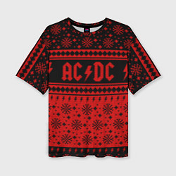 Футболка оверсайз женская ACDC christmas sweater, цвет: 3D-принт