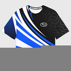 Футболка оверсайз женская Субару - бело-синий, цвет: 3D-принт