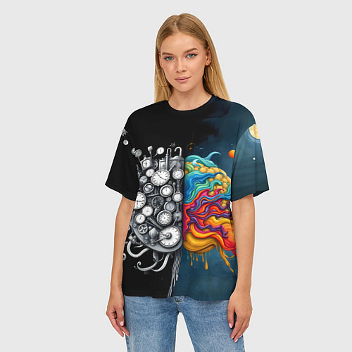 Женская футболка оверсайз Креативный мозг / 3D-принт – фото 3