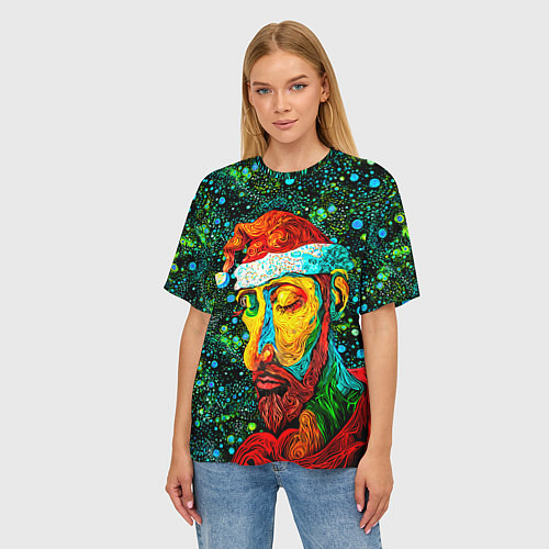 Женская футболка оверсайз Ded Moroz: pop-art-brut-nouveau pointillism / 3D-принт – фото 3