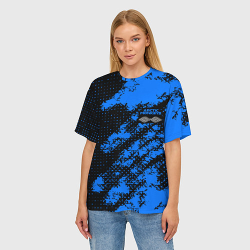 Женская футболка оверсайз Arctic Monkeys - Синий камуфляж / 3D-принт – фото 3
