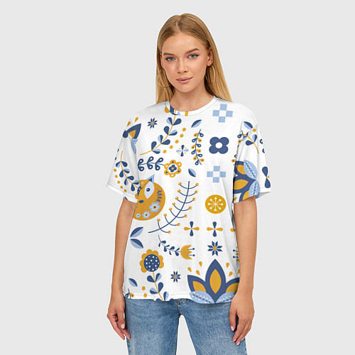 Женская футболка оверсайз Скандинавский узор / 3D-принт – фото 3