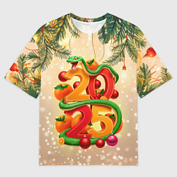 Футболка оверсайз женская Веселая змея 2025, цвет: 3D-принт