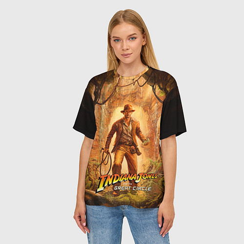 Женская футболка оверсайз Инди Indiana Jones and the great circle / 3D-принт – фото 3