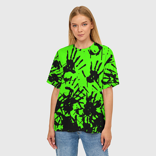 Женская футболка оверсайз Death stranding руки / 3D-принт – фото 3