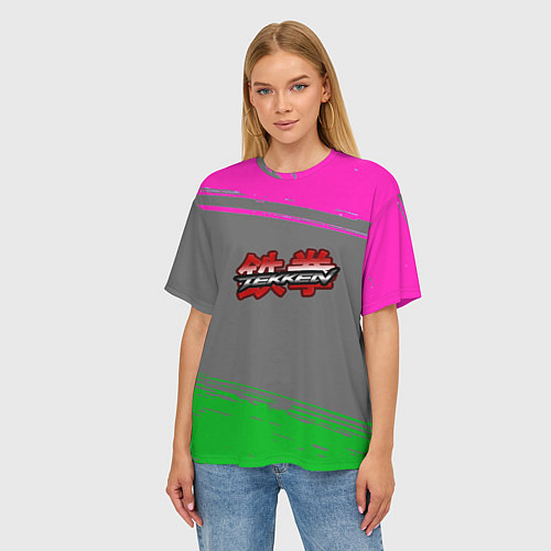 Женская футболка оверсайз Tekken краски неоновые / 3D-принт – фото 3
