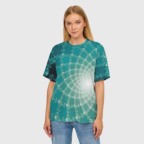 Женская футболка оверсайз Фрактальная абстракция / 3D-принт – фото 3