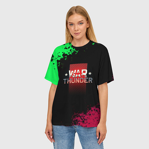 Женская футболка оверсайз Вартандер брызги красок / 3D-принт – фото 3