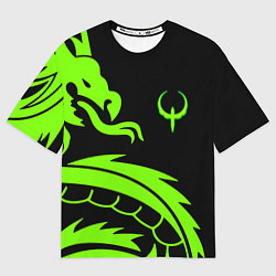 Футболка оверсайз женская Квейк кислотный дракон лого, цвет: 3D-принт