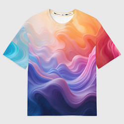 Футболка оверсайз женская Волны разноцветных красок, цвет: 3D-принт