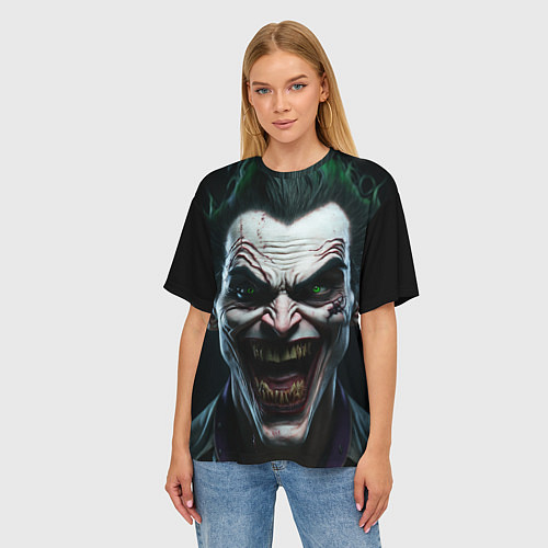 Женская футболка оверсайз Джокер - лицо / 3D-принт – фото 3
