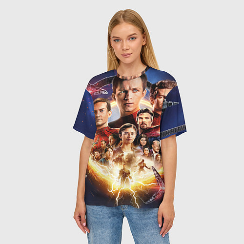 Женская футболка оверсайз Персонажи Человек паук нет пути домой / 3D-принт – фото 3