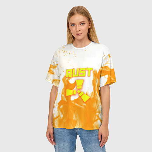 Женская футболка оверсайз Rust flame / 3D-принт – фото 3