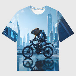 Футболка оверсайз женская Капибара мотоциклист, цвет: 3D-принт