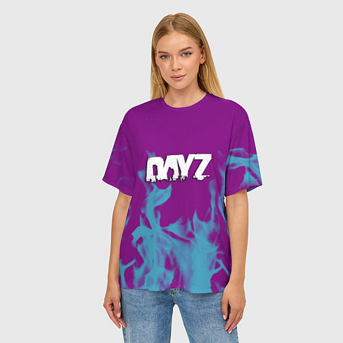 Женская футболка оверсайз Dayz неоновый огонь / 3D-принт – фото 3