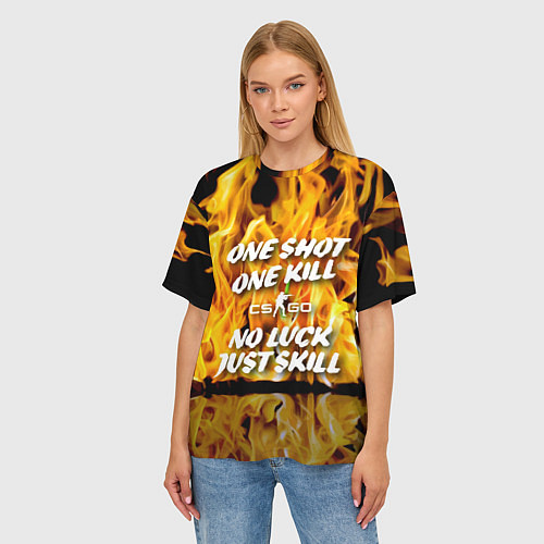 Женская футболка оверсайз Counter Strike - motto flame / 3D-принт – фото 3