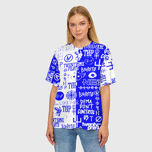 Женская футболка оверсайз Twenty one pilots лого / 3D-принт – фото 3