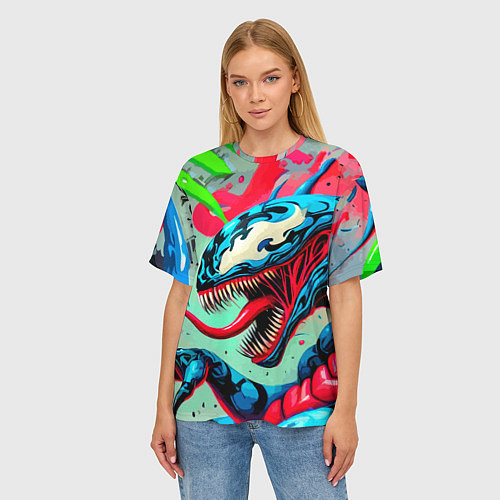 Женская футболка оверсайз Свирепый Веном - граффити / 3D-принт – фото 3