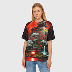 Футболка оверсайз женская Японская гора природа, цвет: 3D-принт — фото 2