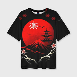 Футболка оверсайз женская Japan red black nature, цвет: 3D-принт