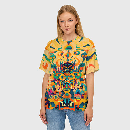 Женская футболка оверсайз Китайский монстр / 3D-принт – фото 3