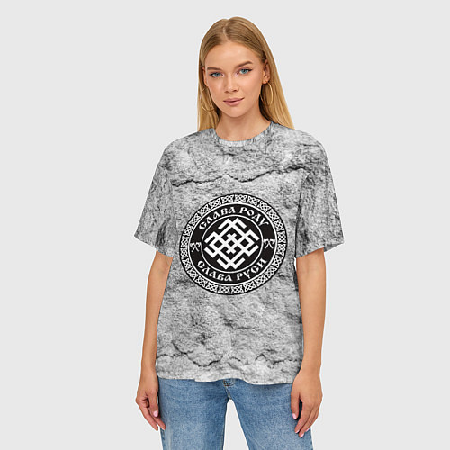 Женская футболка оверсайз Белобог - слава роду / 3D-принт – фото 3